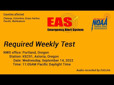 EAS #698: NWR Required Weekly Test- Sep. 14, 2022- 11:05AM PDT
