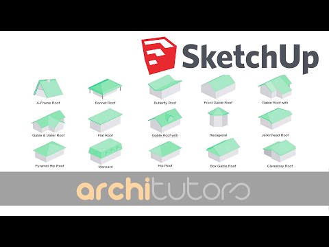 Sketchup Tutorial for beginners || lesson 20 || Making different types of roofs in sketchup