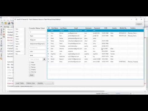 JavaFX 8 Tutorial 42 - Fetch Database Values on Table MouseClicked Method