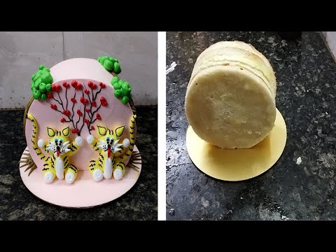 Pineapple Cake Recipe | 1kg Pineapple Cake Design |Tiger Animal amazing Design