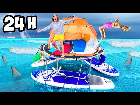 24 STUNDEN auf RIESEN OZEAN TRAMPOLIN Challenge! (mit Übernachtung!)