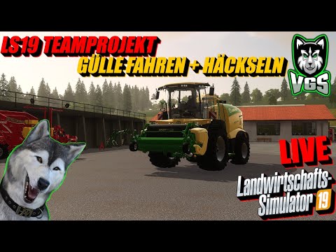 LS19 Teamprojekt | Gras häckseln + Gülle fahren & mehr | Nachtschicht