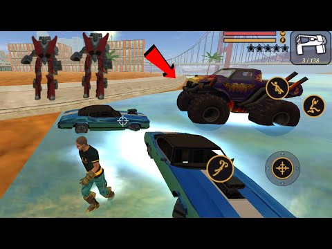 Vegas Crime Simulator (Vegas Hero Dips on Sea)Monster Truck & Car Robot on Sea - Android Gameplay HD