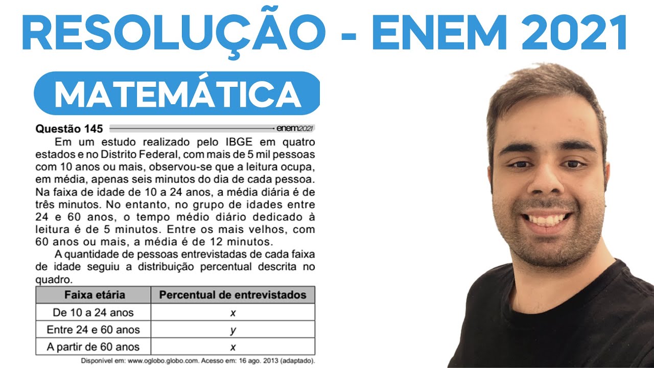 ENEM 2021  Em um estudo realizado pelo IBGE em quatro estados e no Distrito Federal, com mais de 5