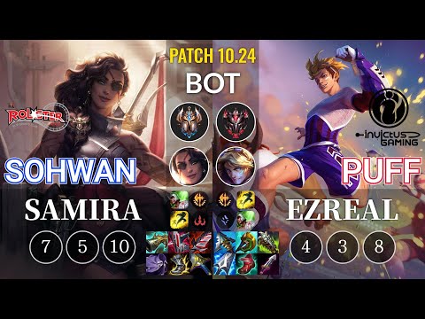 KT SoHwan Samira vs IG Puff Ezreal Bot - KR Patch 10.24
