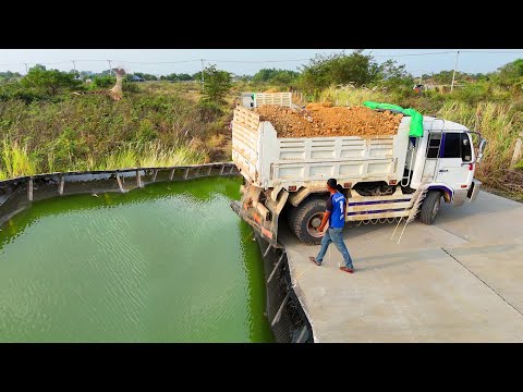 O.M.G Be Careful! Incredible New Landfill Site Formed! by Dump Truck Unload& Dozer Pour Stone Soil