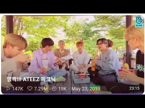 Ateez Vlive Eng Full members on picnic but Seonghwa had sty so she wasn't there. More in desc.