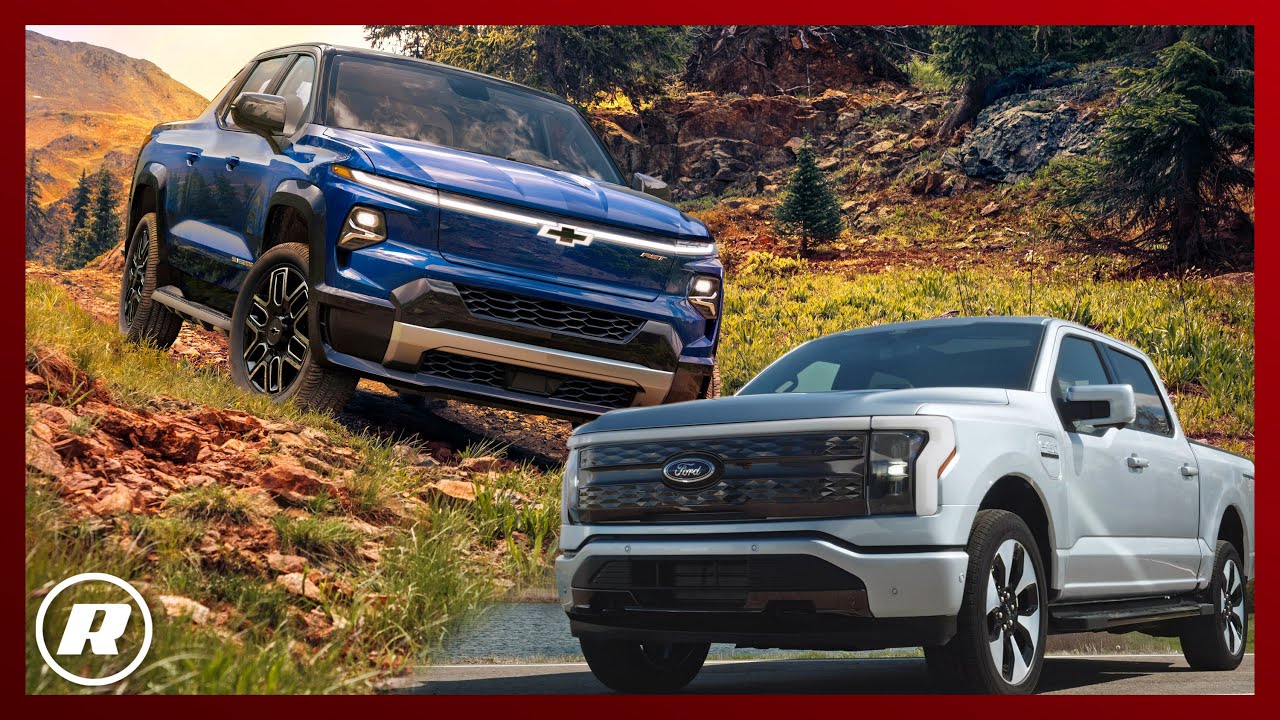 Ford F-150 Lightning towing a heavy trailer on a rugged terrain