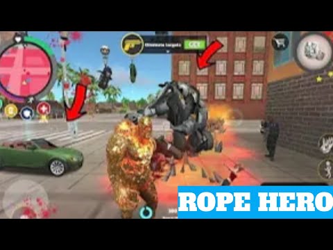 Rope Hero Vice Town (Stone Giant Fightly Car Robot) Stone Giant jumped onRoads - Gameplay HD