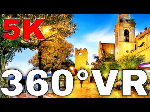 360° VR Taormina Walking Virtual Tour By Night Italy Sicily 5K Virtual Reality HD 4K