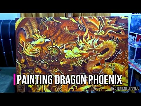 PAINTING DRAGON PHOENIX...| TIME LAPSE | ACRYLIC PAINTING