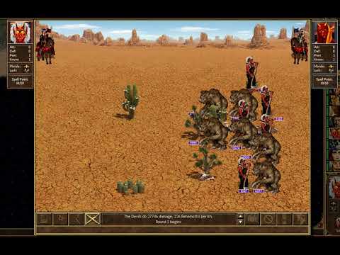 Heroes III HotA - Devils (9000 each) vs Behemoths (9999 each)
