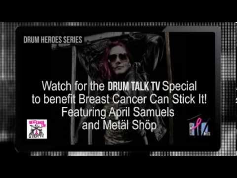 April, Troy Luccketta, and Jimmy D'Anda Drumming for a Breast Cancer Cure