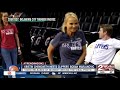 4'11 Kristin Chenoweth meets 7'3 Clippers player Boban Marjanovic