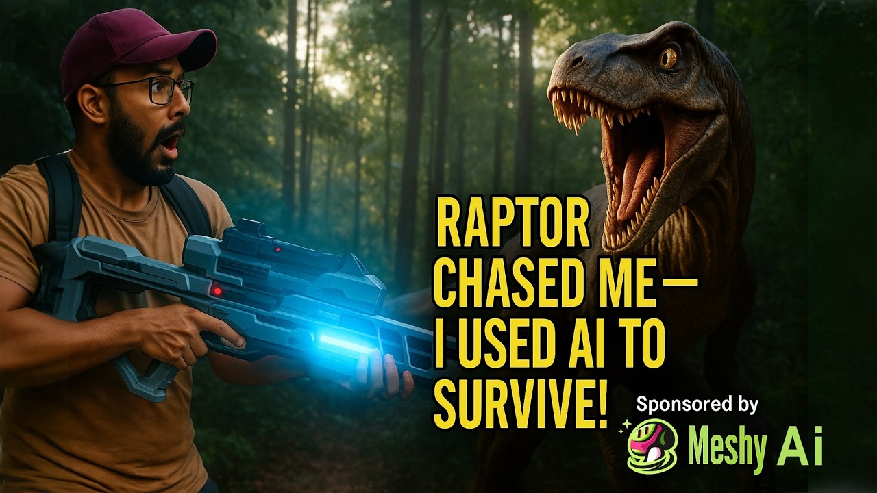 Raptor Dinosaur Chase in Jurassic World || Powered by Meshy Ai