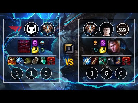 T1 Burdol Ornn vs EDG Aodi Jayce Top - KR Challenger Patch 10.10
