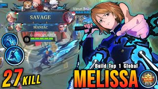 27 Kills + SAVAGE!! Melissa Jujutsu Kaisen Skin Deadly Marksman - Build Top 1 Global Melissa ~ MLBB