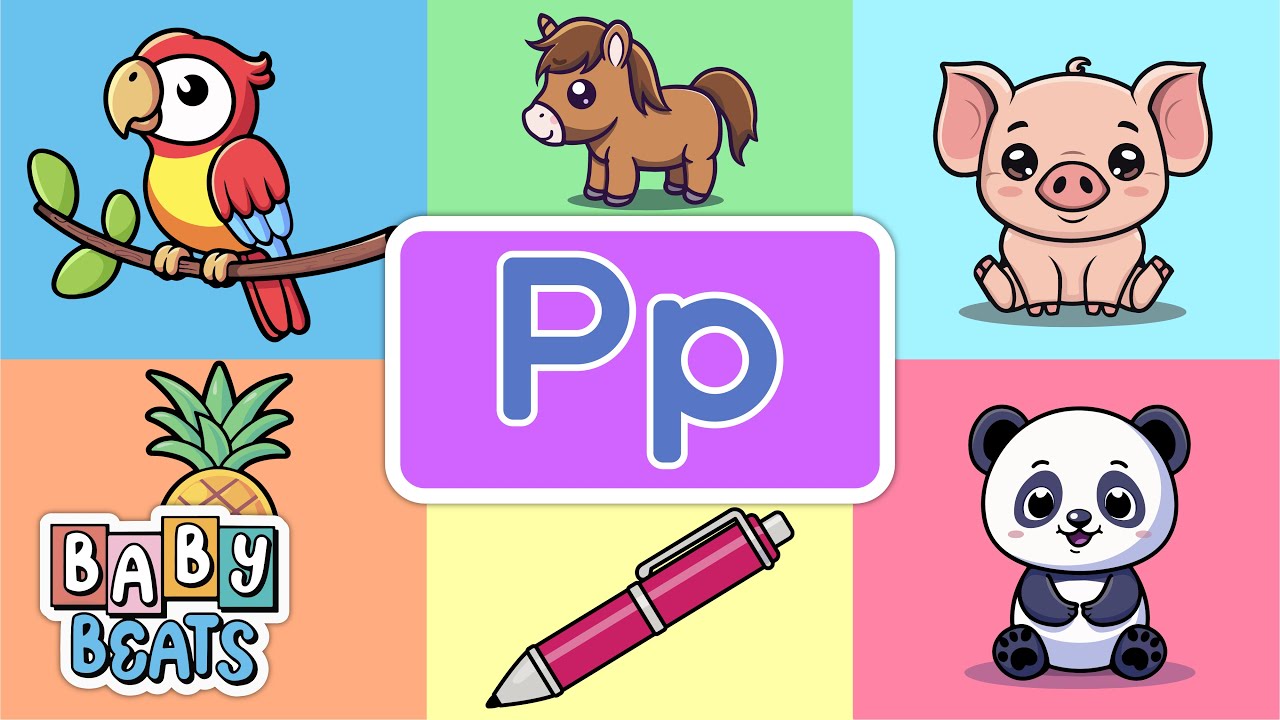 Learn words for Alphabet P | Pp Tracing and Flashcards | Capital and Small Alphabets #alphabet #abc
