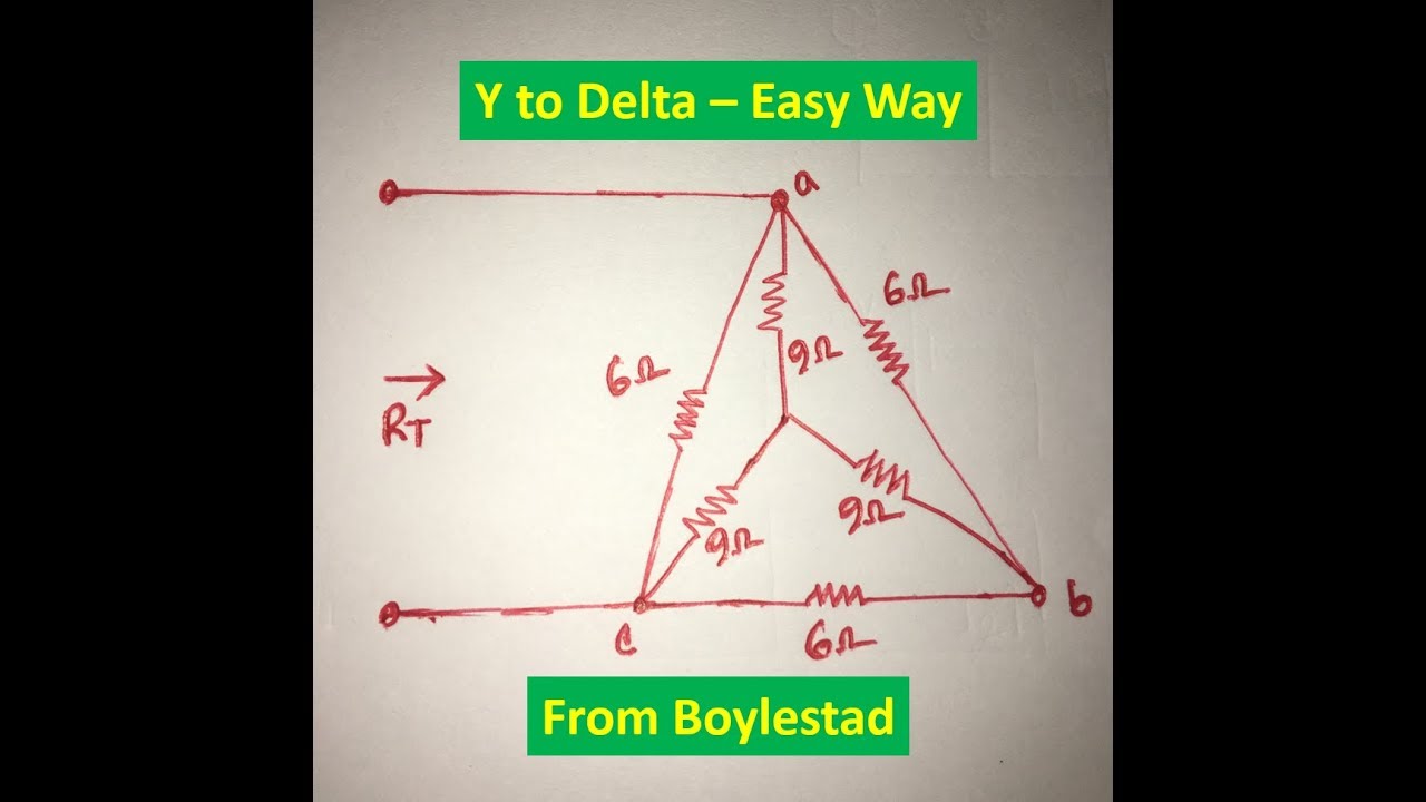 Y-Delta Conversion DC Circuit Equivalent Resistant Solution (Boylestad Example 8 30)