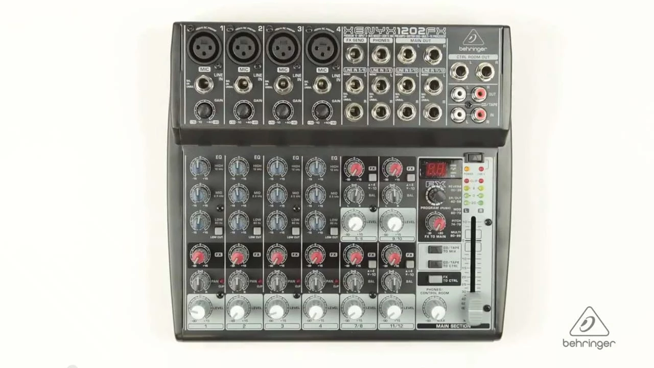 Product video thumbnail for Behringer Xenyx 1202FX 12-Channel Mixer with Gator Bag