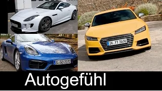Best sports car comparison test review Porsche Cayman vs Jaguar F-TYPE vs Audi TTS - Autogefühl