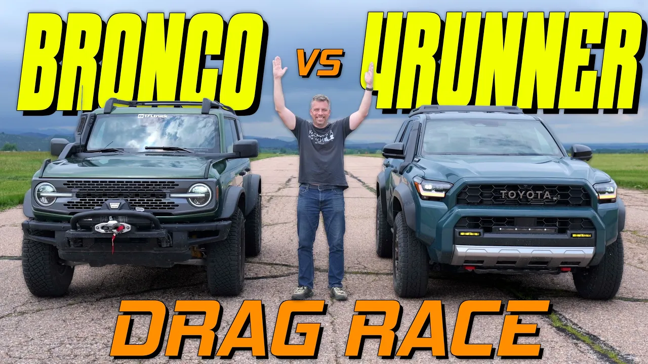 It's CLOSE: 2025 Toyota 4Runner Turbo vs. Hybrid vs. Ford Bronco Drag Race!