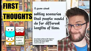 A game about setting scenarios that people would do for different lengths of time Review