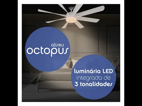 Ventilador de Teto LED 8 pás Cinza Octopus Aliseu Bivolt