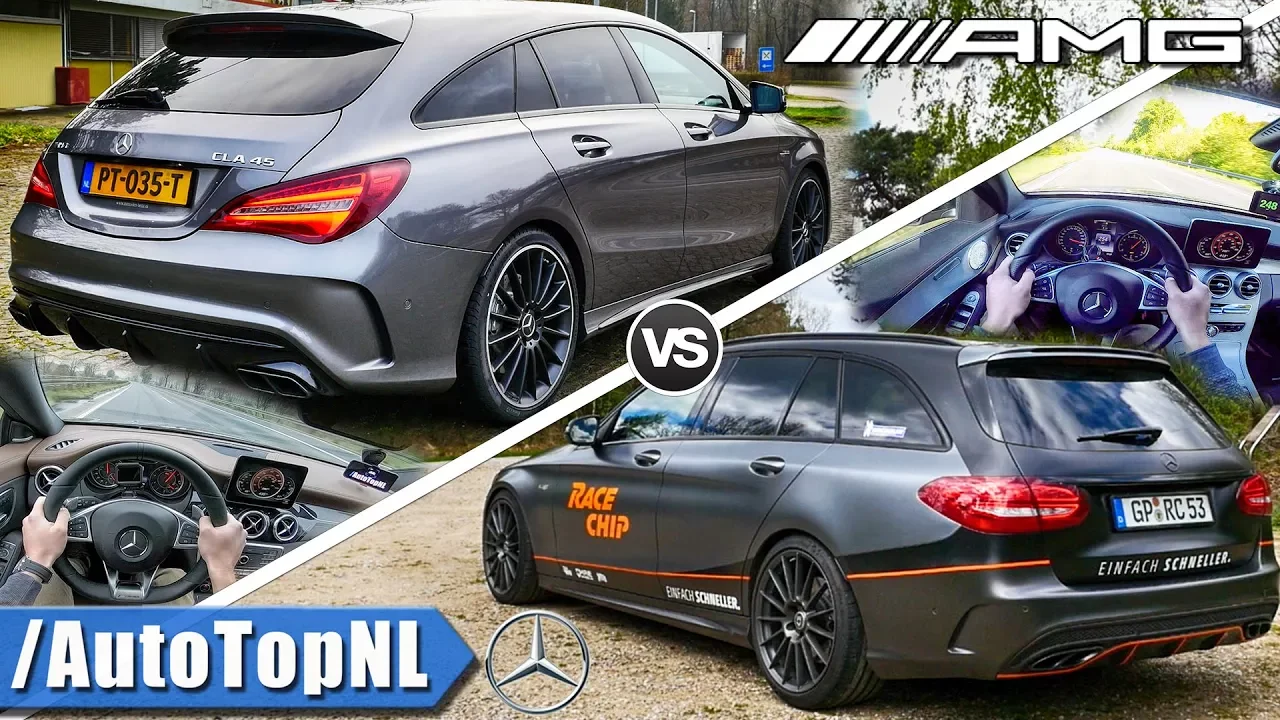 Mercedes CLA 45 AMG vs C43 AMG | 0-250km/h ACCELERATION TOP SPEED POV & Exhaust SOUND by AutoTopNL