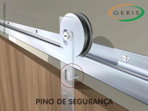 Kit para 1 Porta de Correr de Madeira 3,00m Alumínio Polido Geris