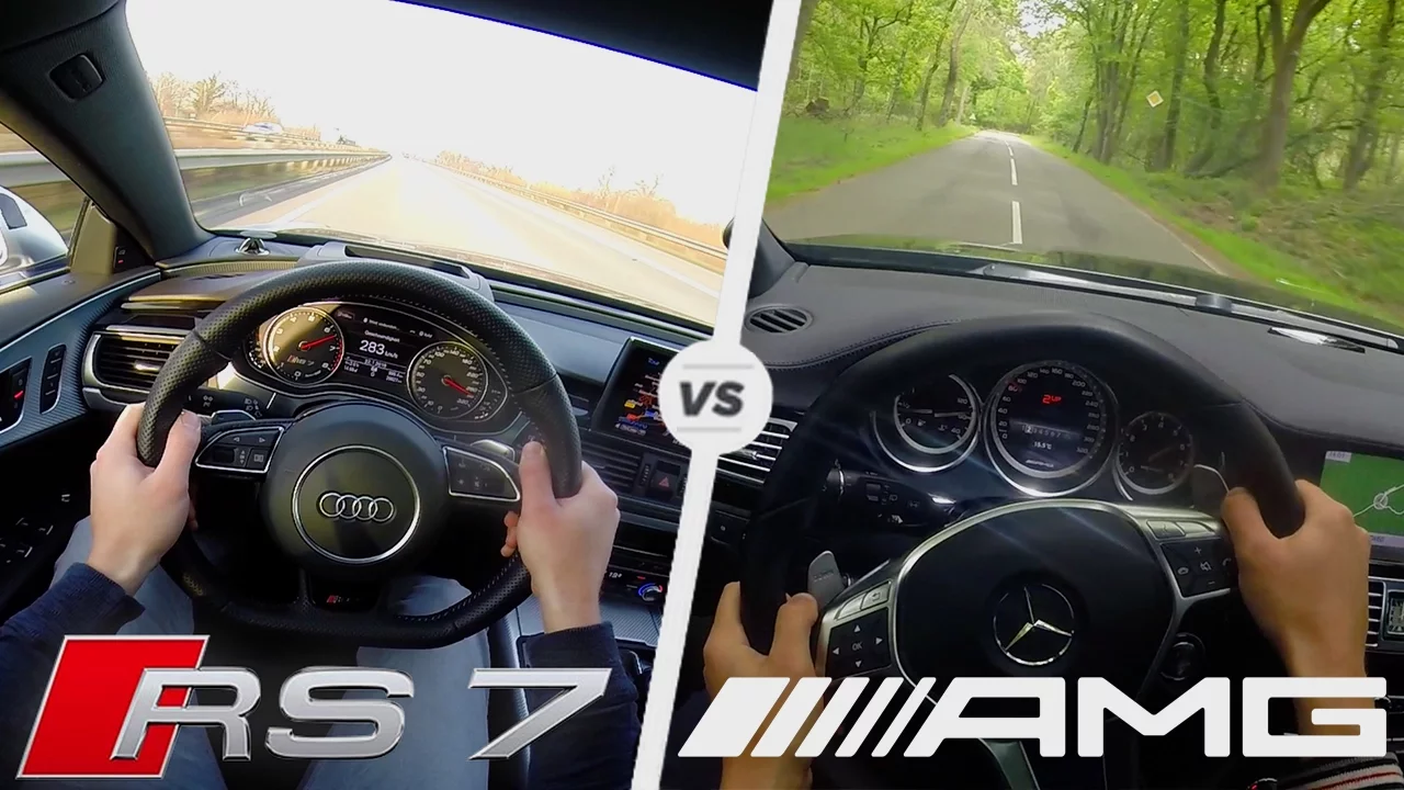 Audi RS7 vs Mercedes CLS 63 AMG Acceleration 0-250 km/h Sound & POV Test Drive