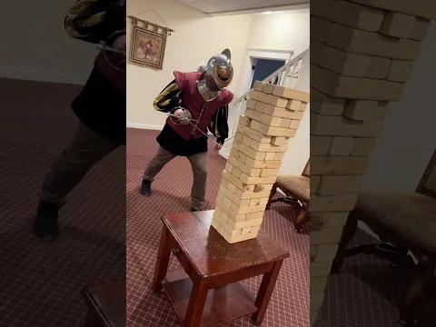 Jenga with Swords! #jenga #jengagame #gamenight #familygames #knight #castle