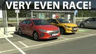 Race between Peugeot e-208 and Hyundai Ioniq 28 kWh