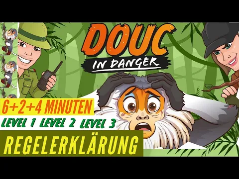 DOUC IN DANGER 🌴 Regeln 🙈 Level 123 🙉 Anleitung 🙊 Kartenspiel Kickstarter