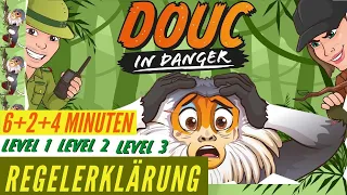 DOUC IN DANGER 🌴 Regeln 🙈 Level 123 🙉 Anleitung 🙊 Kartenspiel Kickstarter