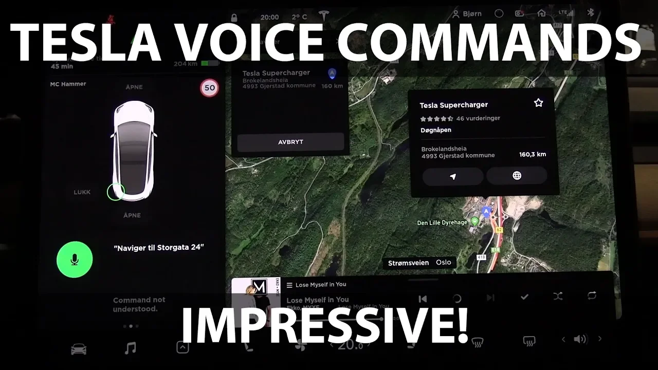 Testing out voice commands in Tesla