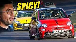 Flame Spitting Abarth vs Megane R.S.! // Nürburgring