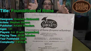 Foundations of Rome : Unboxing - Board on the Bayou