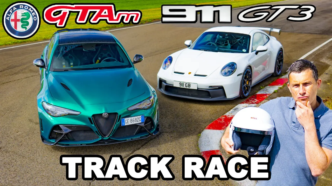 New Alfa Giulia GTAm v Porsche 911 GT3: TRACK RACE & 0-100mph-0 test!