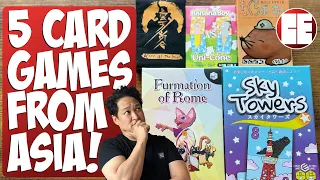 New Card Games From Asia! - Kiri ai The Duel, Furmation of Rome, Sky Towers, Mole Poker & Banana Boy