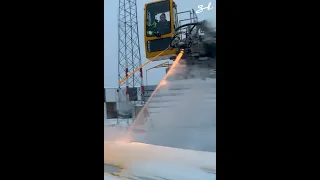 The process of de-icing a wing before takeoff 😍