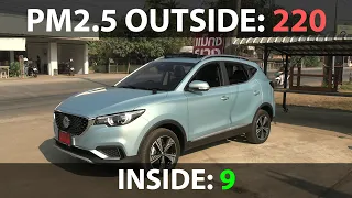PM2.5 filter test in MG ZS EV