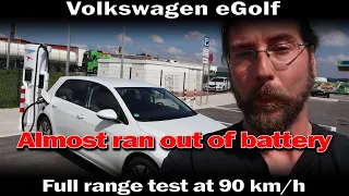 VW eGolf - Full range test at 90 kmh