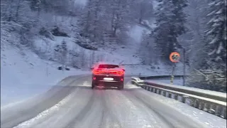 Winter storm driving in Norway