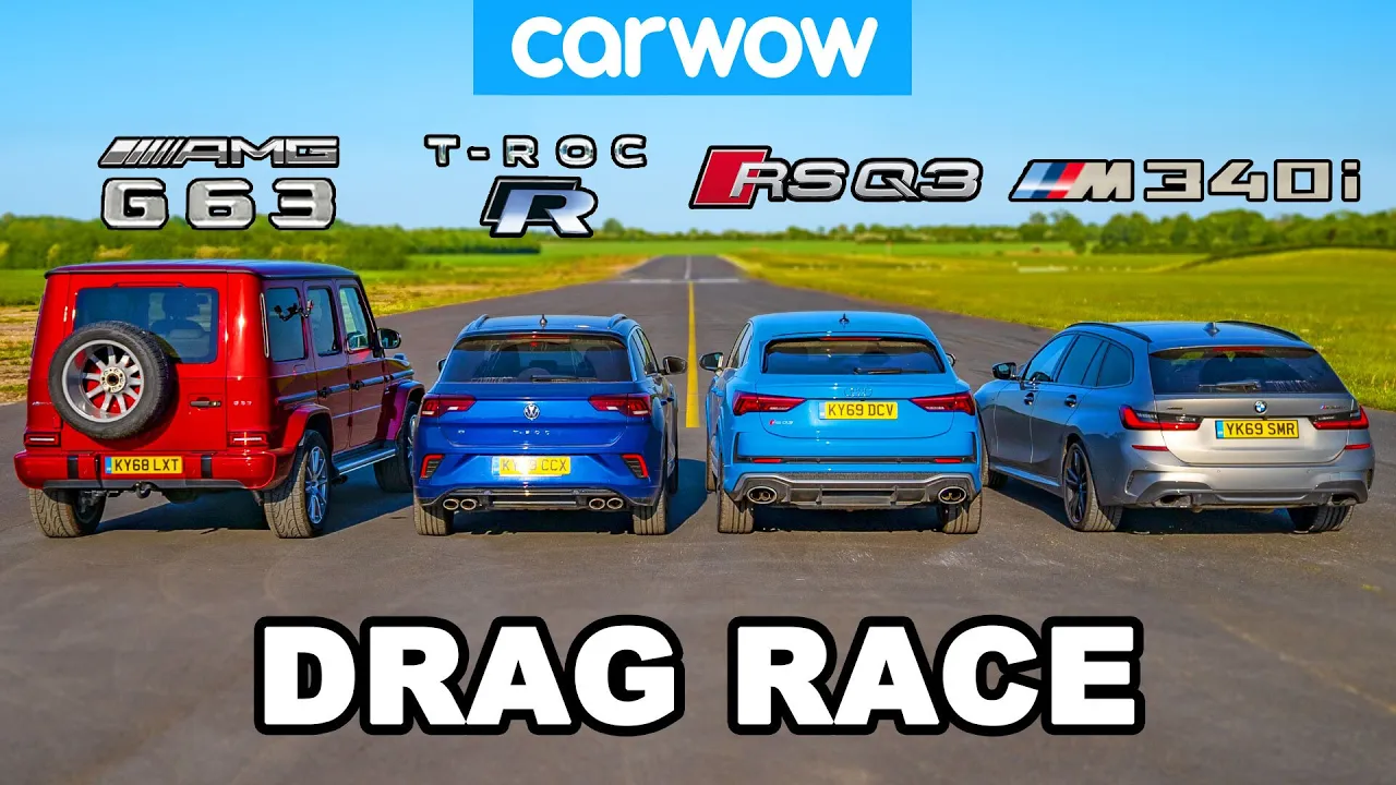 BMW M340i vs AMG G63 v Audi RSQ3 vs VW T-Roc R: DRAG RACE