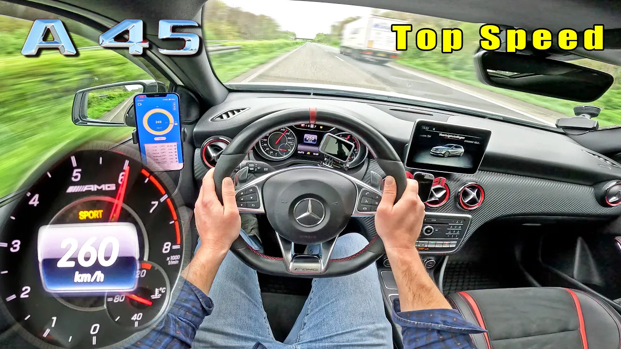 Mercedes A45 AMG has 381HP and a DCT gearbox on AUTOBAHN!