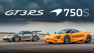 DRAG RACE: McLaren 750S vs Porsche 911 GT3 RS