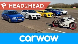 Mega Audi Drag Race: R8 v RS6 v RS3 v S1 v RS2 v Ducati 2017 | Head2Head
