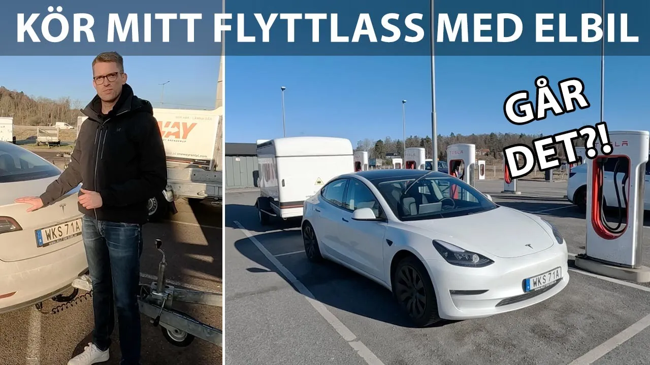 Elbil och släpvagn – kör flyttsläpet med min Tesla Model 3 i 20 mil