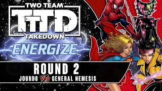 Dice Masters Two Team Takedown: Energize | Round 2 (jourdo vs General Nemesis)